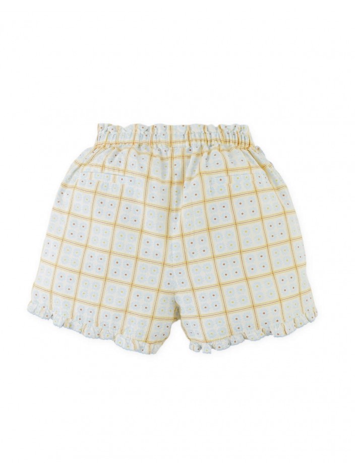 Astrid Daisy Print Ruffle Shorts with Picot Trim