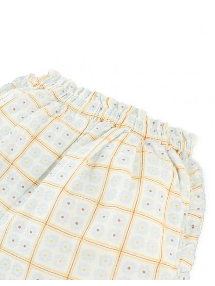 Astrid Daisy Print Ruffle Shorts with Picot Trim