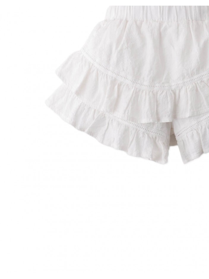 Malory Tiered Ruffle Skort with Lace Trim