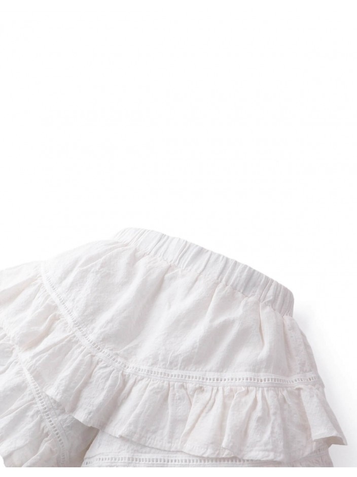 Malory Tiered Ruffle Skort with Lace Trim