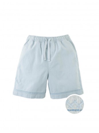 Toshi Linen-Like Cotton Drawstring Shorts with Embroidered Border