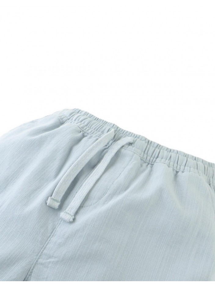 Toshi Linen-Like Cotton Drawstring Shorts with Embroidered Border