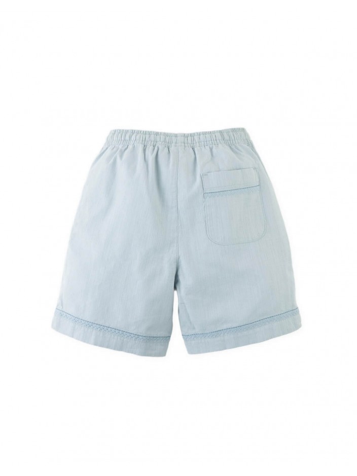 Toshi Linen-Like Cotton Drawstring Shorts with Embroidered Border