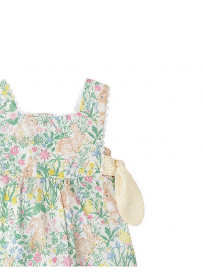Baby Arlie Bunny & Chick Print Dress with Side Bows.