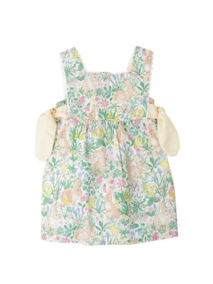 Baby Arlie Bunny & Chick Print Dress with Side Bows.