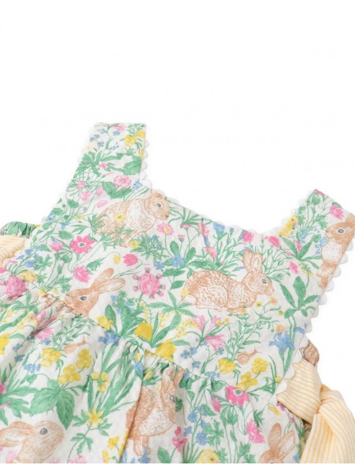 Baby Arlie Bunny & Chick Print Dress with Side Bows.
