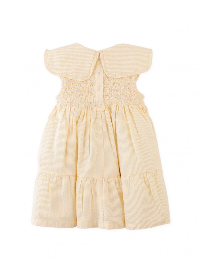 Baby Frances Striped Dress with Bunny and Chick Embroidered Collar