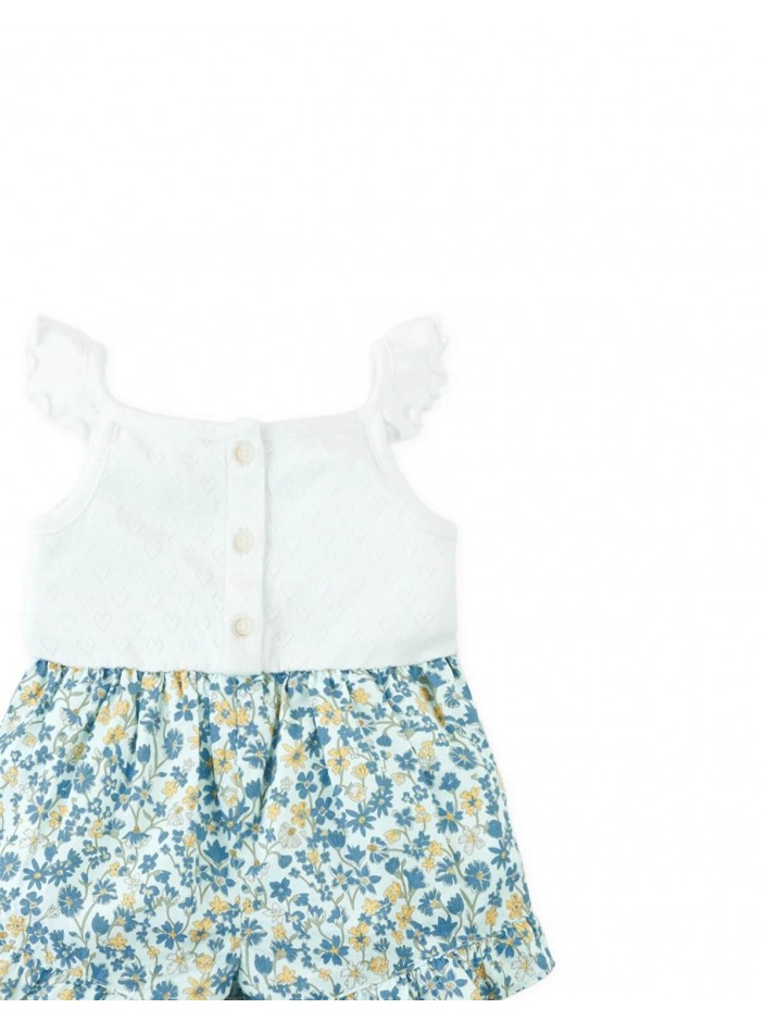 Baby Button-Down Top and Floral Print Playsuit