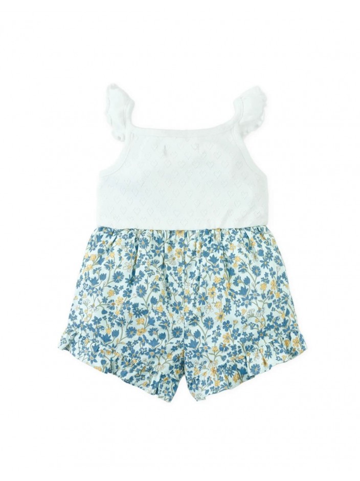 Baby Button-Down Top and Floral Print Playsuit