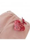 Baby Bessie Pants with Scallop- Embroidered Hem, Ruffles, and Hand- Embroidered Velvet Heart Plushie