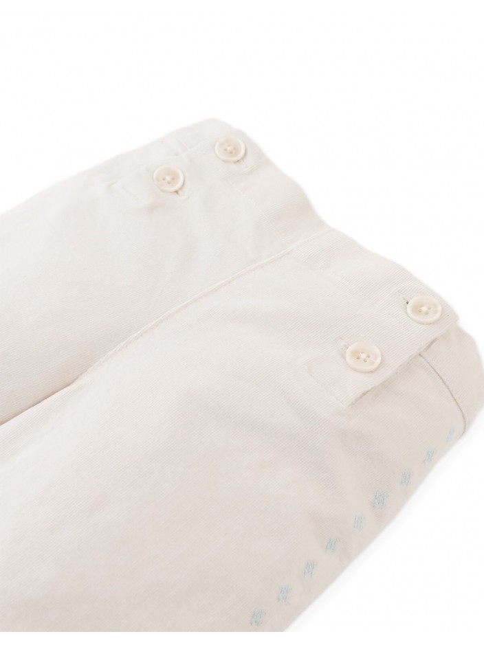 Baby Ferne Sailor-Cut Pants with Cross-Stitch Embroidery