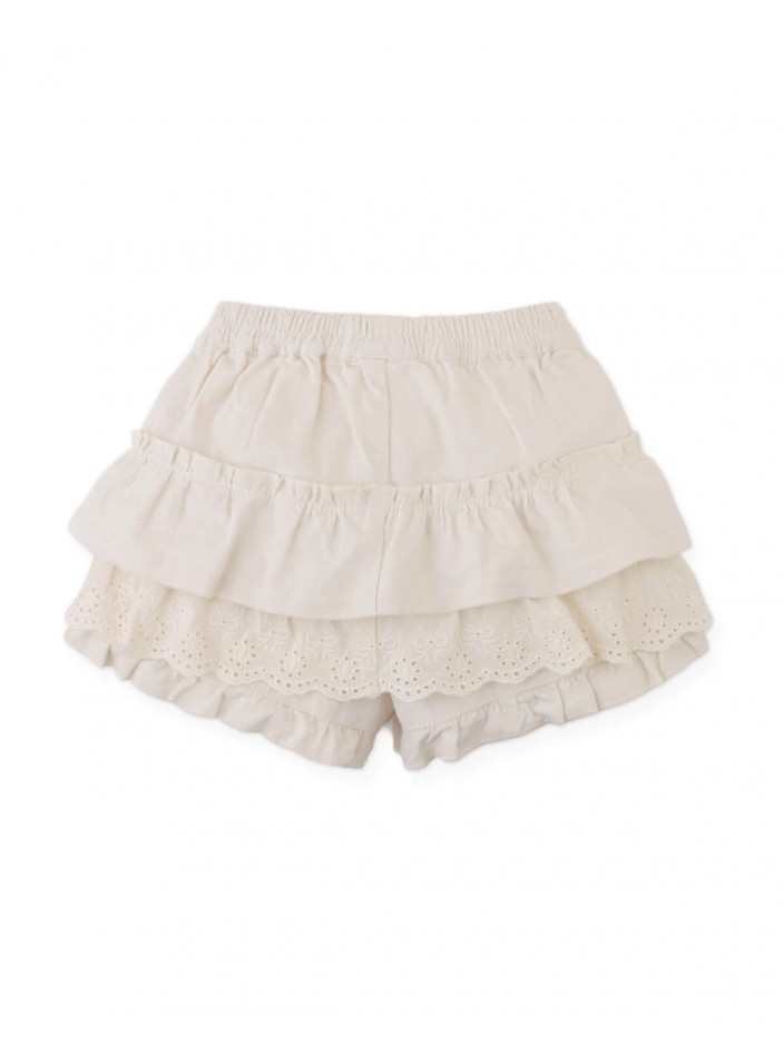 Baby Verena Tiered Ruffled Shorts with Embroidered Lace Trims