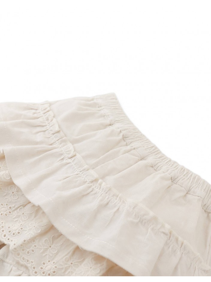 Baby Verena Tiered Ruffled Shorts with Embroidered Lace Trims