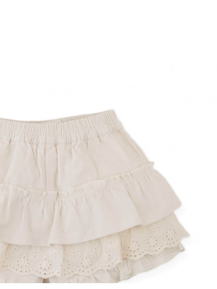 Baby Verena Tiered Ruffled Shorts with Embroidered Lace Trims