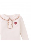 Baby Geraldine Ribbed Tee with Collar and Embroidered Love Appliqué