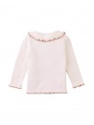 Baby Geraldine Ribbed Tee with Collar and Embroidered Love Appliqué