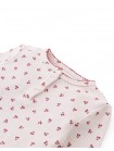 Baby Apolinaria Pointelle Ribbed Tee in All-Over Cherry Print with Button Placket & Ruffled Neckline