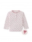 Baby Apolinaria Pointelle Ribbed Tee in All-Over Cherry Print with Button Placket & Ruffled Neckline