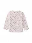 Baby Apolinaria Pointelle Ribbed Tee in All-Over Cherry Print with Button Placket & Ruffled Neckline
