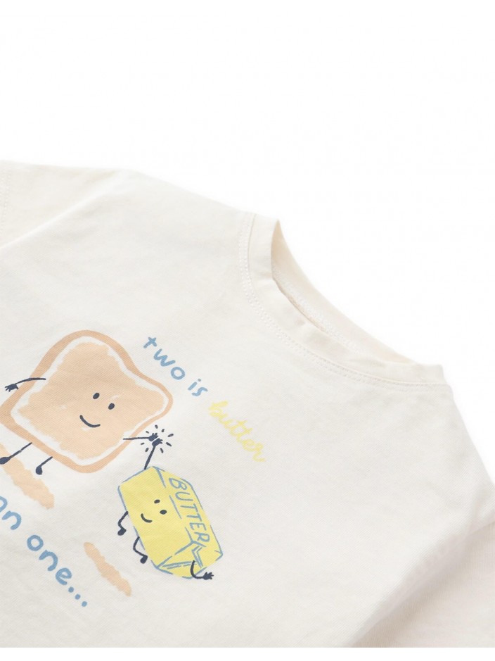 Baby Shea Curved Hem Graphic Tee in Toast and Butter