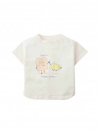 Baby Shea Curved Hem Graphic Tee in Toast and Butter