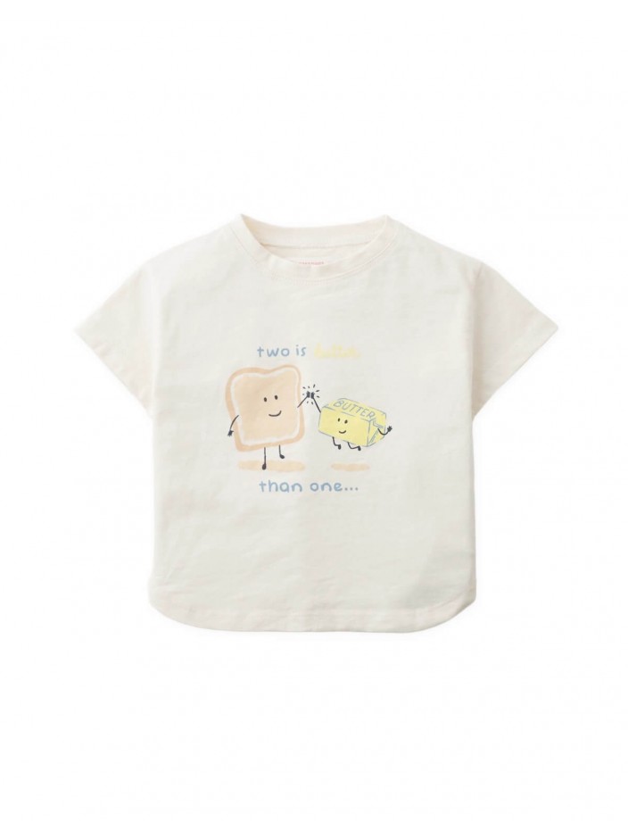 Baby Shea Curved Hem Graphic Tee in Toast and Butter