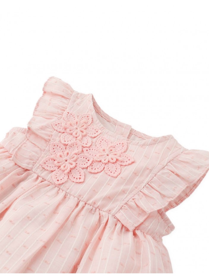 Baby Marlowe Crochet Flower Ruffle Sleeve Dress