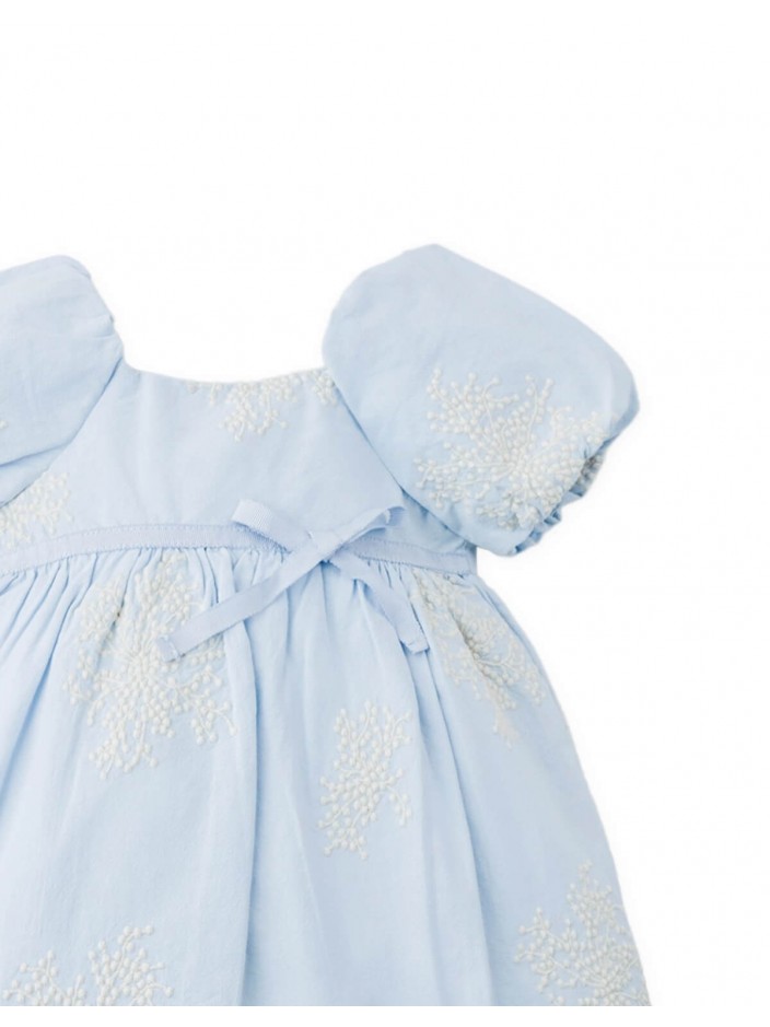 Baby Isadora Embroidered Babydoll Dress with Bubble Sleeves