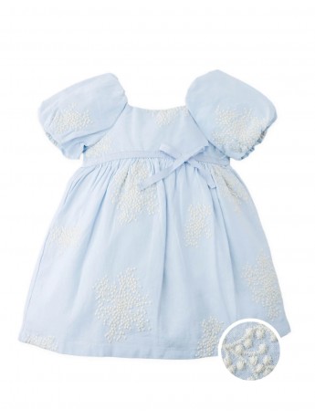 Baby Isadora Embroidered Babydoll Dress with Bubble Sleeves