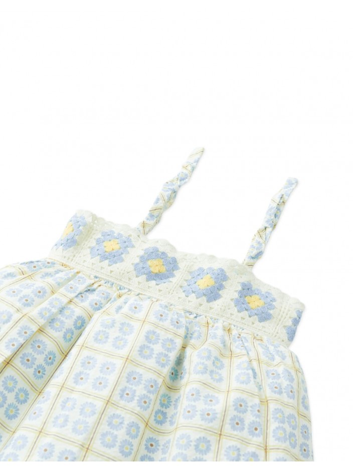 Baby Aurelia Daisy Babydoll Dress with Crochet Flower Yoke