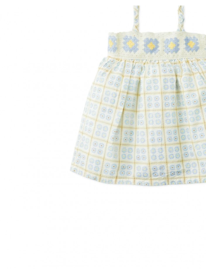 Baby Aurelia Daisy Babydoll Dress with Crochet Flower Yoke
