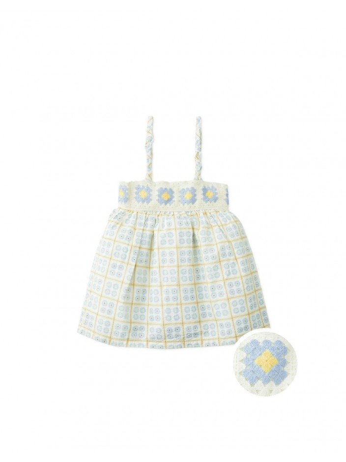 Baby Aurelia Daisy Babydoll Dress with Crochet Flower Yoke