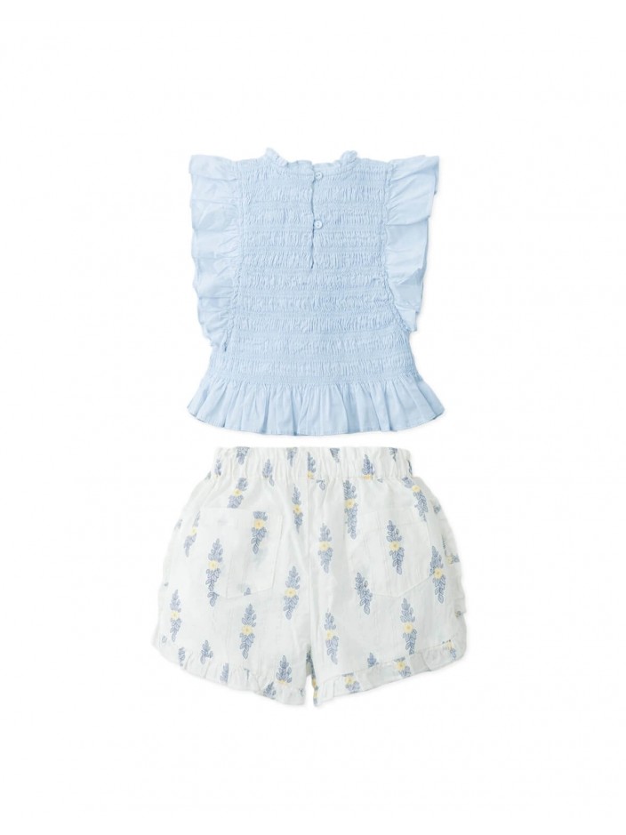 Baby Genevieve Smocked Blouse and Floral Ruffled Shorts Set