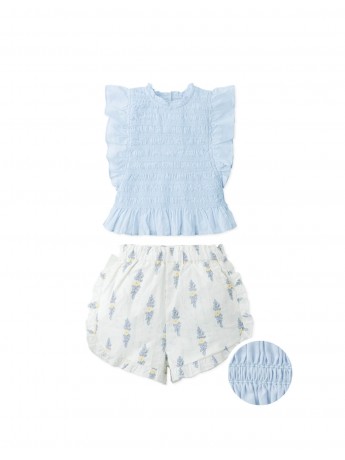 Baby Genevieve Smocked Blouse and Floral Ruffled Shorts Set