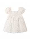 Baby Ianna Floral Smocked Dress with Puff Sleeves and Rosette Appliqué