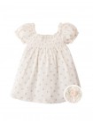 Baby Ianna Floral Smocked Dress with Puff Sleeves and Rosette Appliqué