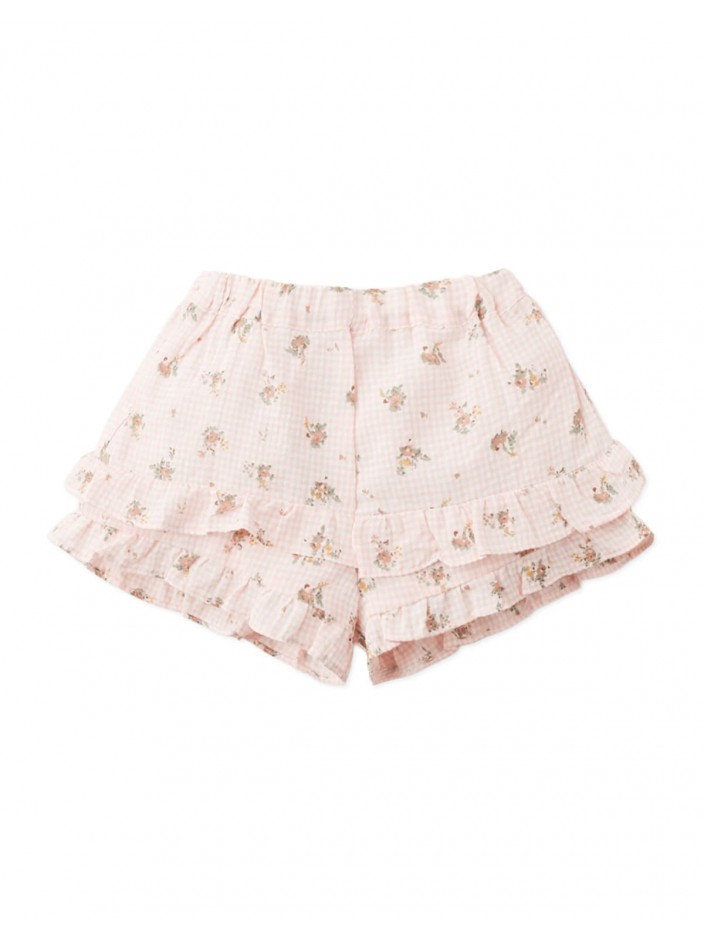 Baby Millie Pointelle Top and Floral Ruffle Shorts Set