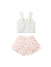 Baby Millie Pointelle Top and Floral Ruffle Shorts Set