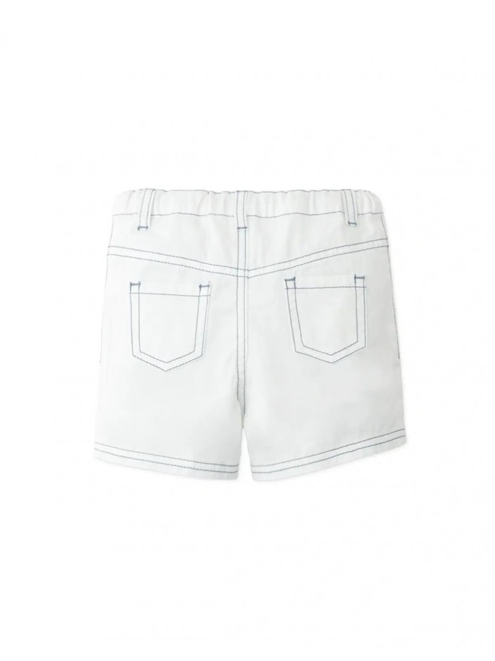 Baby Michi Contrast-Stitch Pull-On Bermuda Shorts
