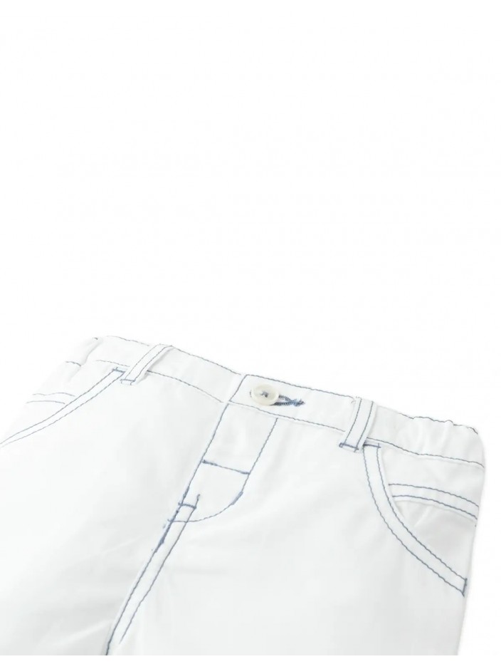 Baby Michi Contrast-Stitch Pull-On Bermuda Shorts