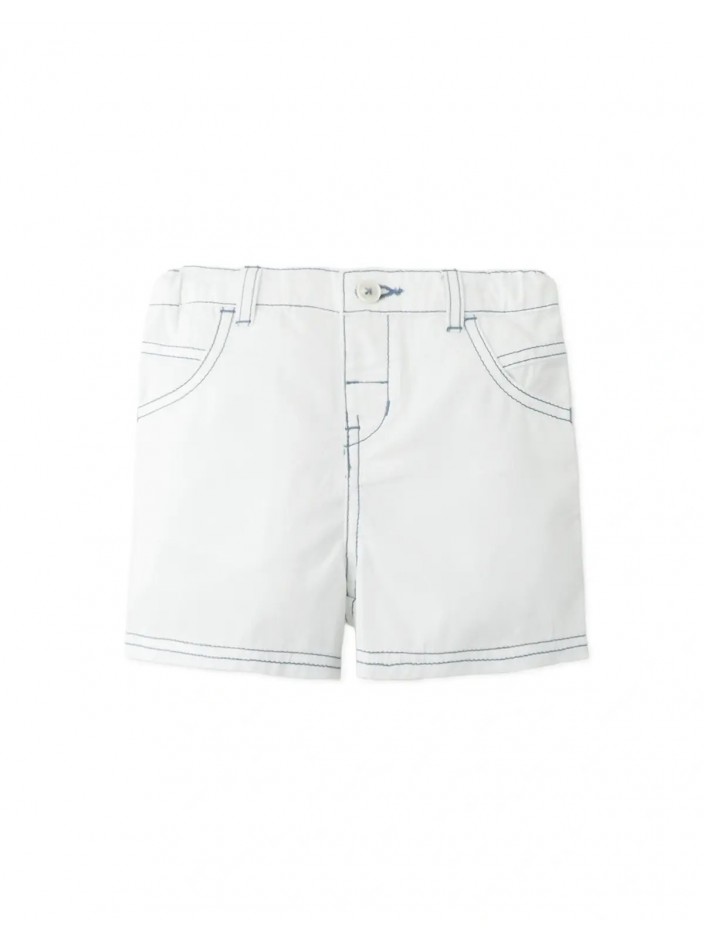 Baby Michi Contrast-Stitch Pull-On Bermuda Shorts