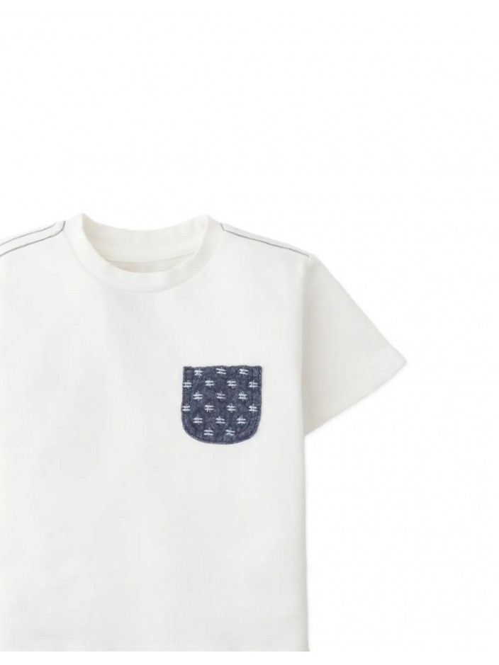 Baby Haruto Sashiko-Inspired Patch Pocket Tee