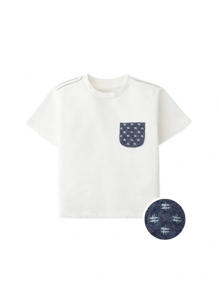 Baby Haruto Sashiko-Inspired Patch Pocket Tee