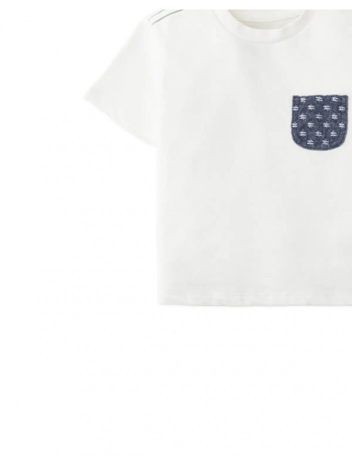 Baby Haruto Sashiko-Inspired Patch Pocket Tee