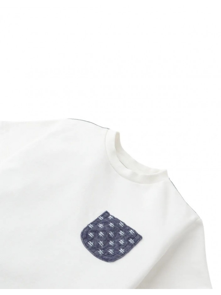 Baby Haruto Sashiko-Inspired Patch Pocket Tee