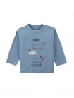 Baby Myron Graphic Tee with “Woof Walks” Graphic and Embroidered Outline