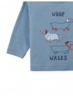 Baby Myron Graphic Tee with “Woof Walks” Graphic and Embroidered Outline