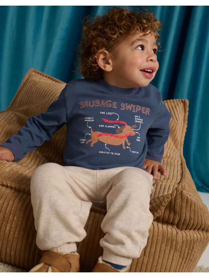 Baby Myron Graphic Tee with Dachshund Diagram Illustration