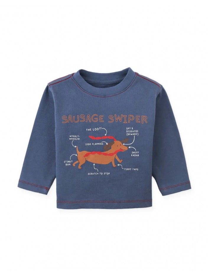 Baby Myron Graphic Tee with Dachshund Diagram Illustration