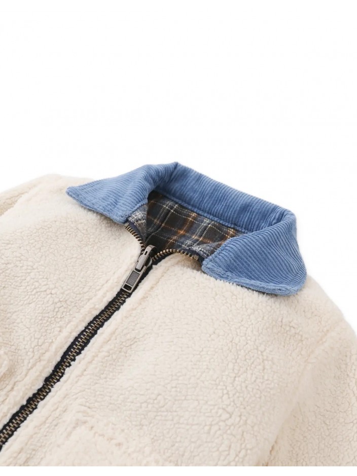 Baby Anthony Reversible Jacket in Plaid and Sherpa